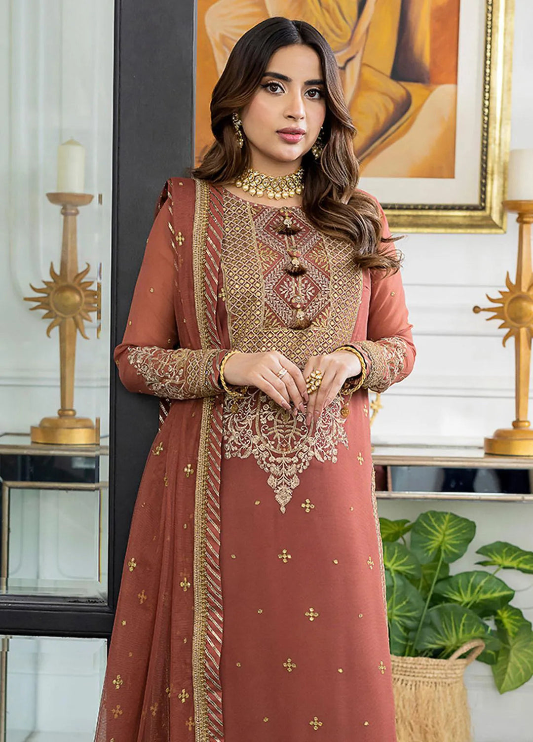 Jhilmil By Asim Jofa Embroidered Georgette Unstitched Suit 3 Piece AJ23JM AJJM-13 - Festive Collection
