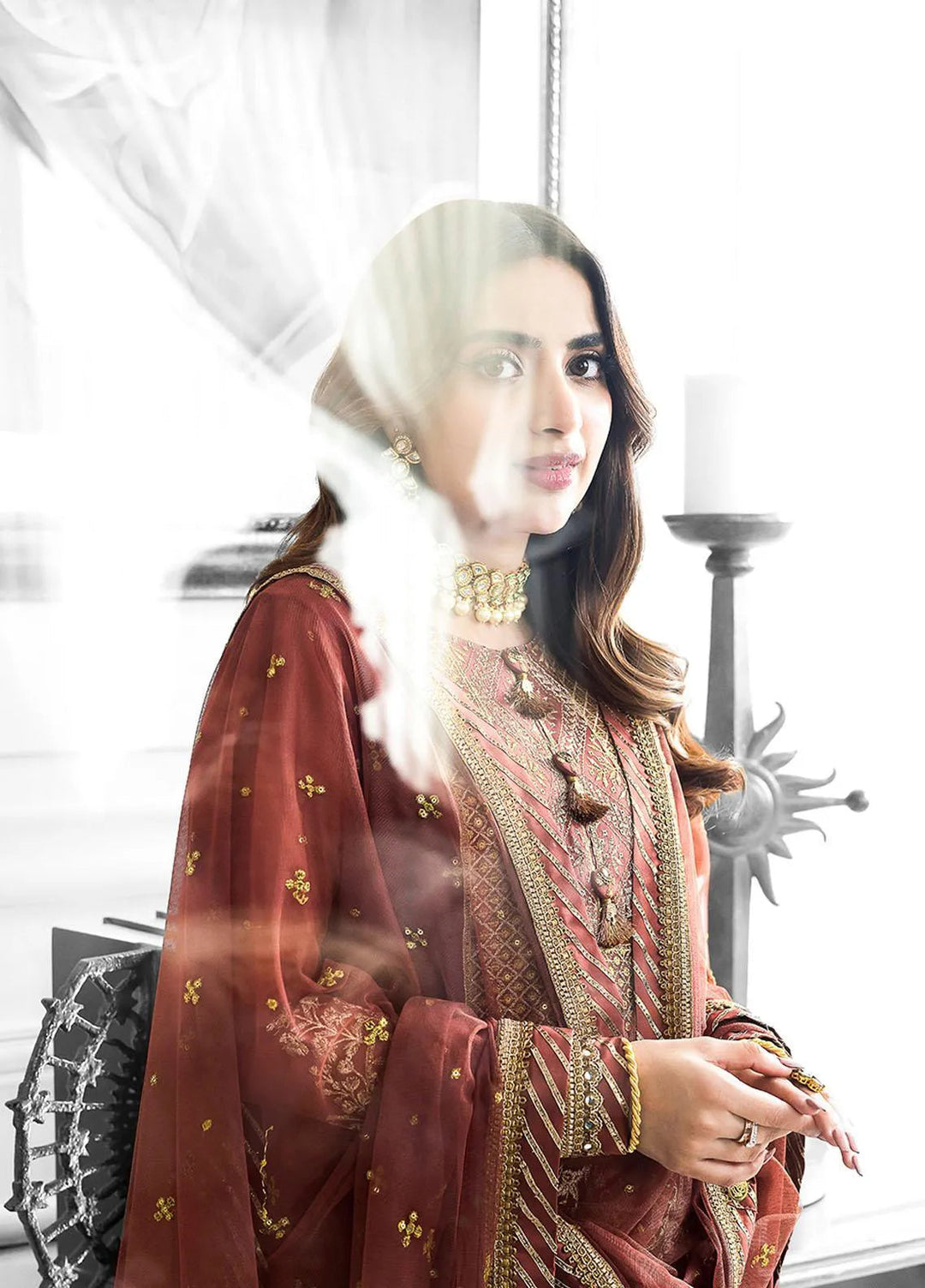 Jhilmil By Asim Jofa Embroidered Georgette Unstitched Suit 3 Piece AJ23JM AJJM-13 - Festive Collection