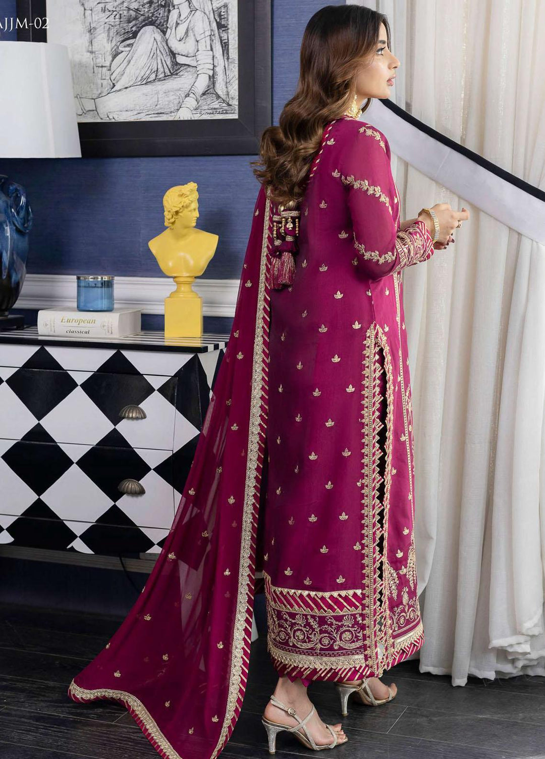 Jhilmil By Asim Jofa Embroidered Cotton Suits Unstitched 3 Piece AJ23JM AJJM-02 - Festive Collection