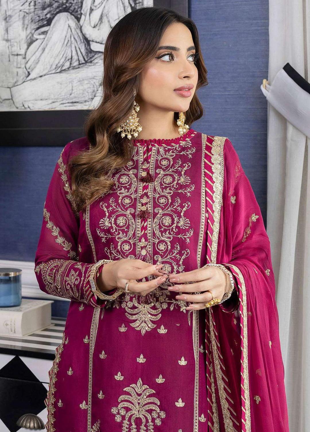 Jhilmil By Asim Jofa Embroidered Cotton Suits Unstitched 3 Piece AJ23JM AJJM-02 - Festive Collection