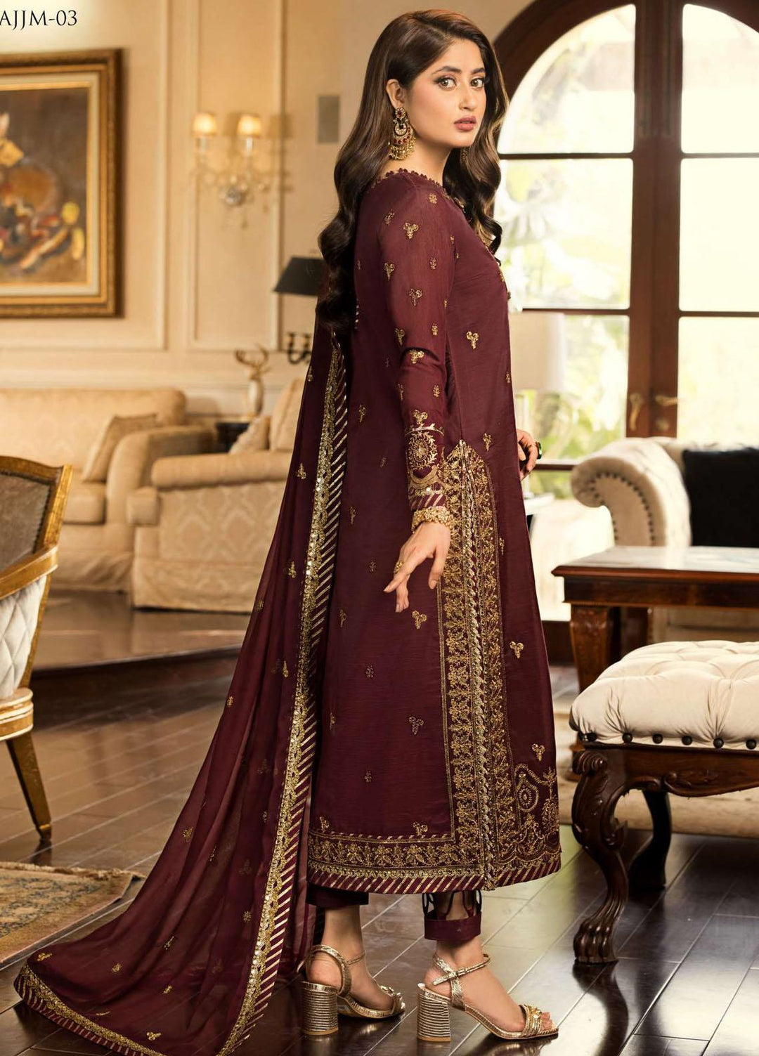 Jhilmil By Asim Jofa Embroidered Cotton Suits Unstitched 3 Piece AJ23JM AJJM-03 - Festive Collection