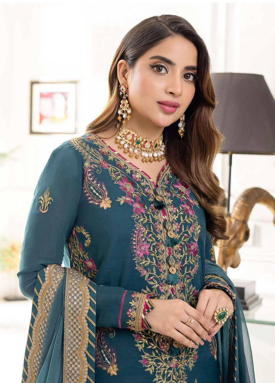 Jhilmil By Asim Jofa Embroidered Cotton Suits Unstitched 3 Piece AJ23JM AJJM-08 - Festive Collection