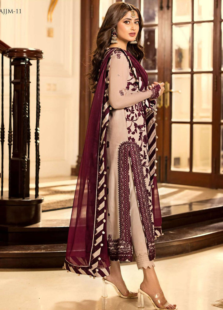 Jhilmil By Asim Jofa Embroidered Chiffon Suits Unstitched 3 Piece AJ23JM AJJM-11 - Festive Collection