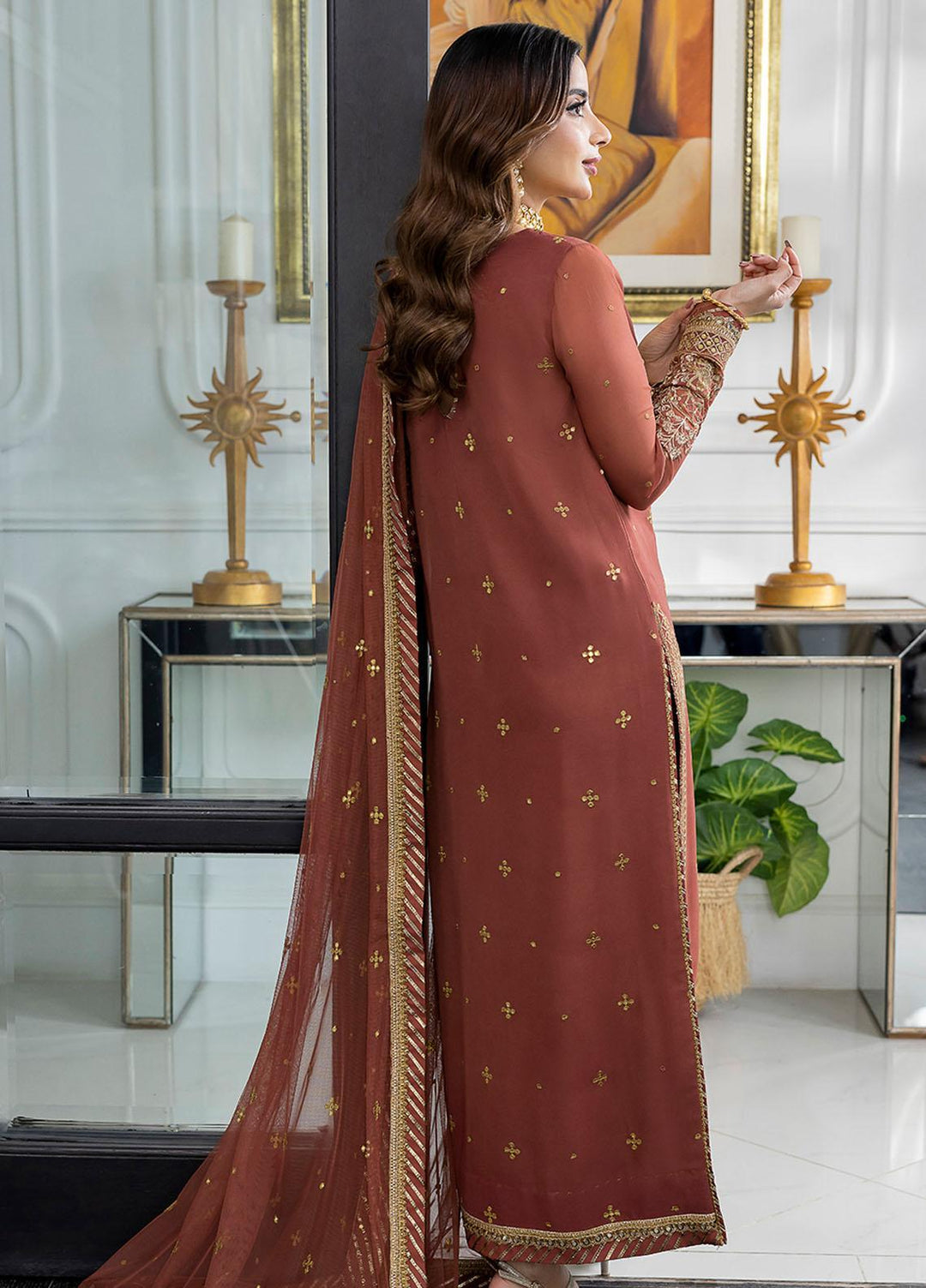 Jhilmil By Asim Jofa Embroidered Georgette Suits Unstitched 3 Piece AJ23JM AJJM-13 - Festive Collection