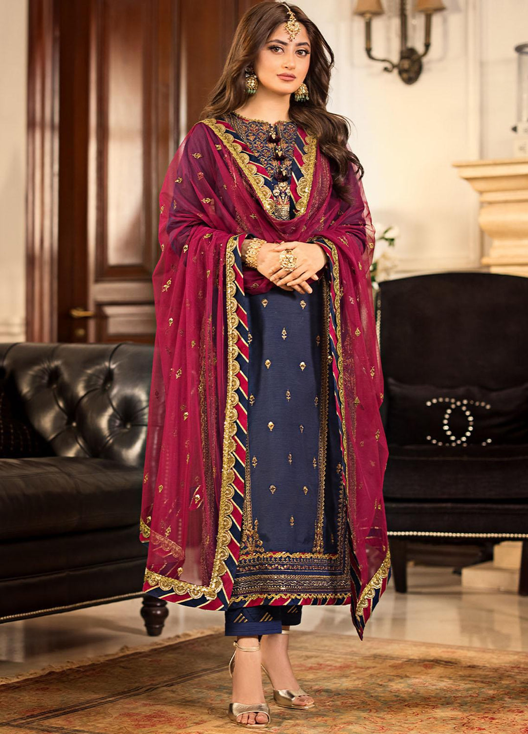 Jhilmil By Asim Jofa Embroidered Cotton Suits Unstitched 3 Piece AJ23JM AJJM-17 - Festive Collection