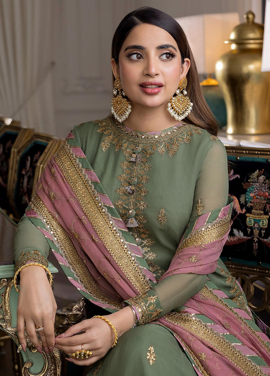 Jhilmil By Asim Jofa Embroidered Chiffon Suits Unstitched 3 Piece AJ23JM AJJM-19 - Festive Collection