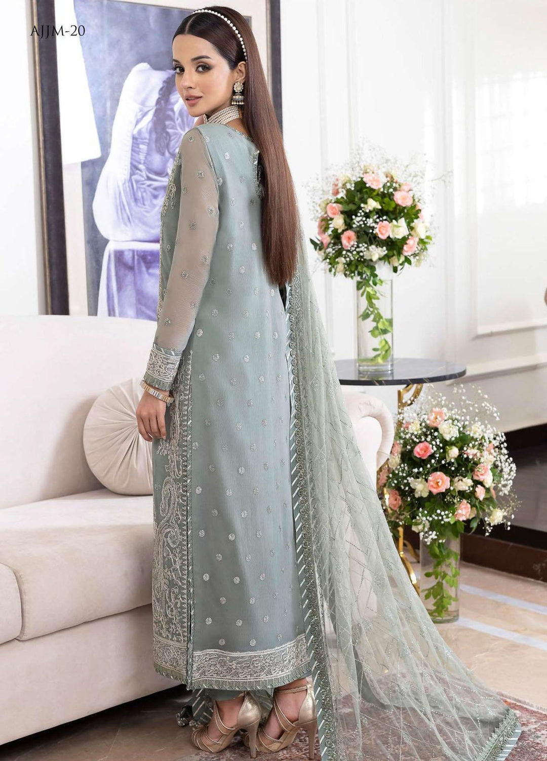 Jhilmil By Asim Jofa Embroidered Chiffon Suits Unstitched 3 Piece AJ23JM AJJM-20 - Festive Collection