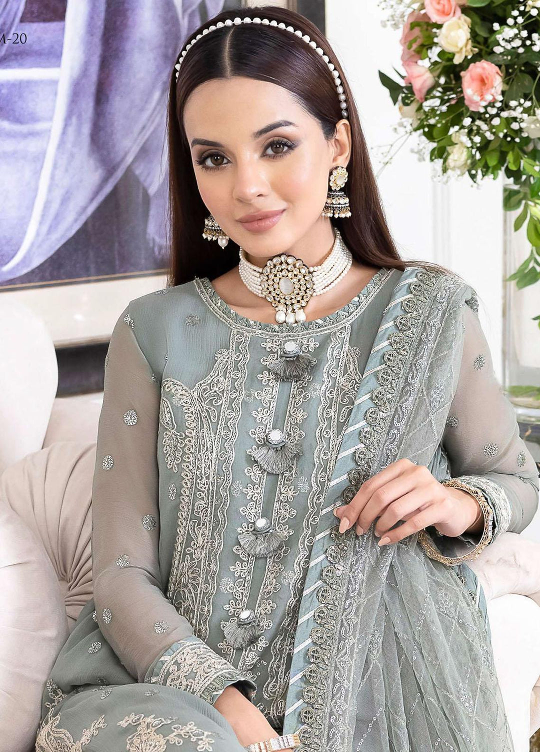 Jhilmil By Asim Jofa Embroidered Chiffon Suits Unstitched 3 Piece AJ23JM AJJM-20 - Festive Collection