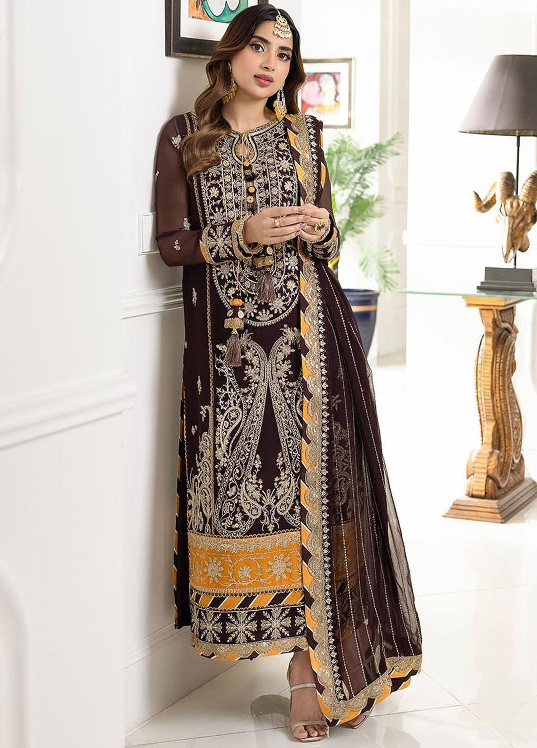 Jhilmil By Asim Jofa Embroidered Chiffon Suits Unstitched 3 Piece AJ23JM AJJM-22 - Festive Collection