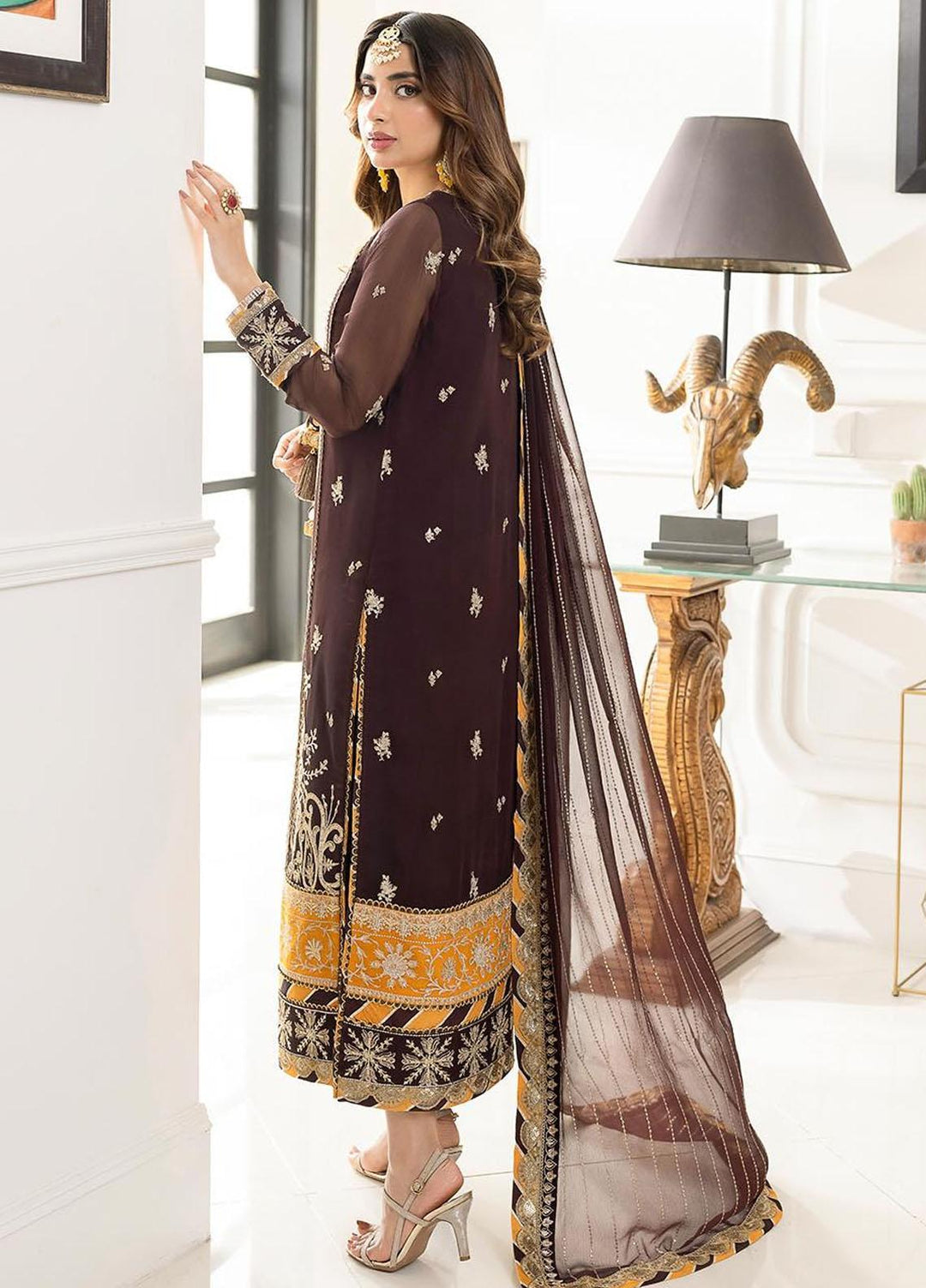 Jhilmil By Asim Jofa Embroidered Chiffon Suits Unstitched 3 Piece AJ23JM AJJM-22 - Festive Collection