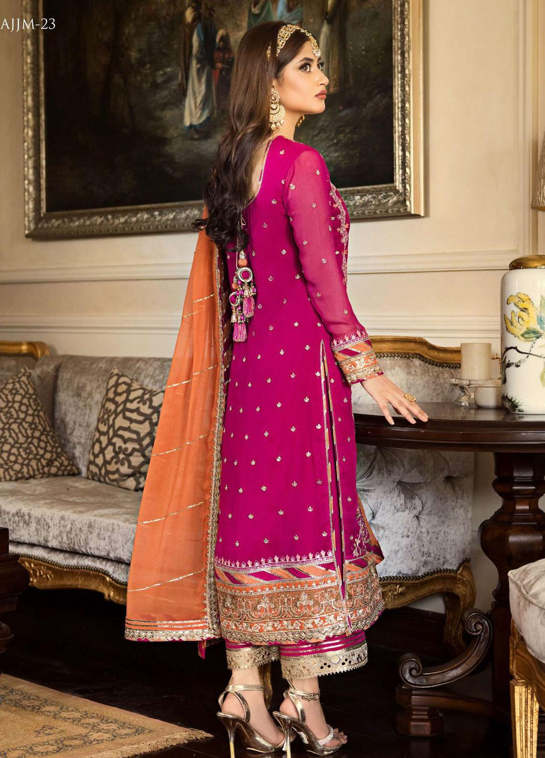 Jhilmil By Asim Jofa Embroidered Chiffon Suits Unstitched 3 Piece AJ23JM AJJM-23 - Festive Collection