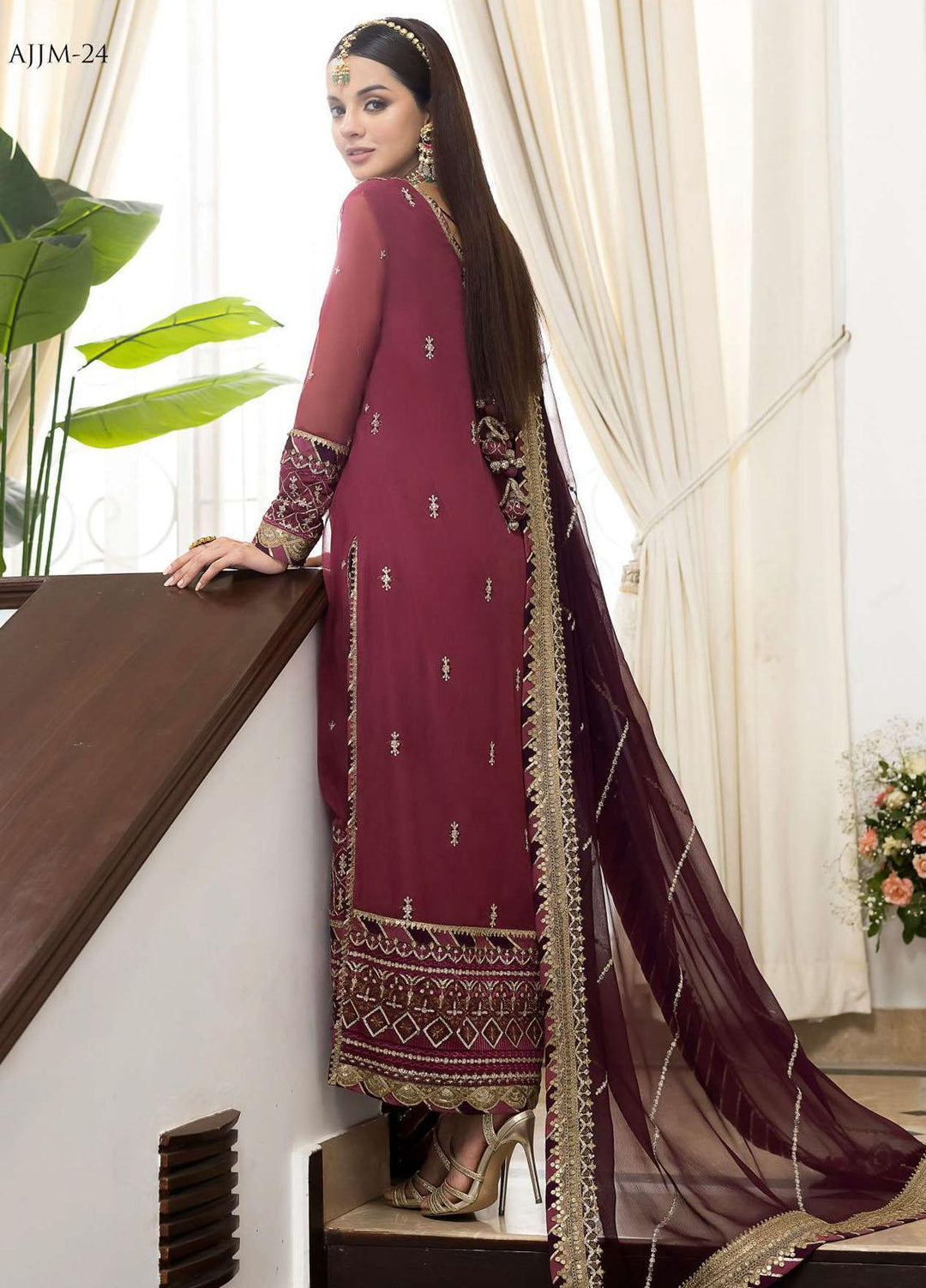 Jhilmil By Asim Jofa Embroidered Chiffon Suits Unstitched 3 Piece AJ23JM AJJM-24 - Festive Collection