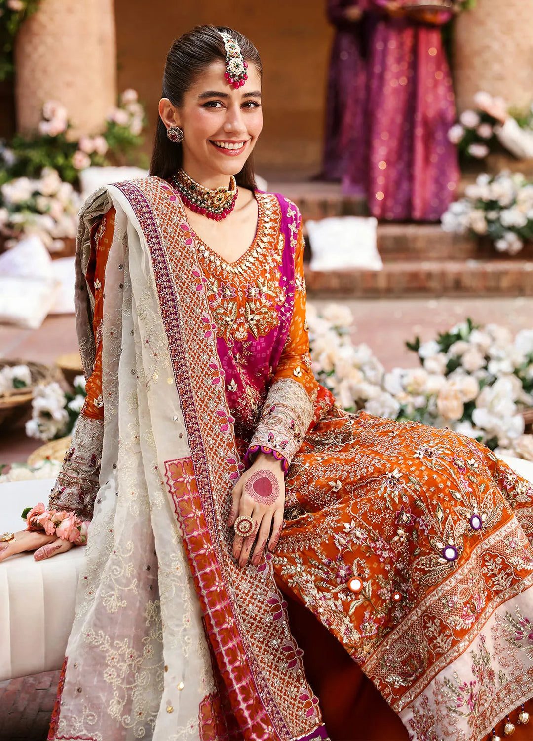 Jhoomro By Nureh Embroidered Chiffon Suit Unstitched 4 Piece NU24J NL-66 Bano - Formal Collection