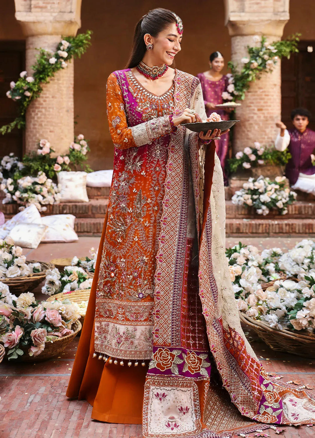 Jhoomro By Nureh Embroidered Chiffon Suit Unstitched 4 Piece NU24J NL-66 Bano - Formal Collection