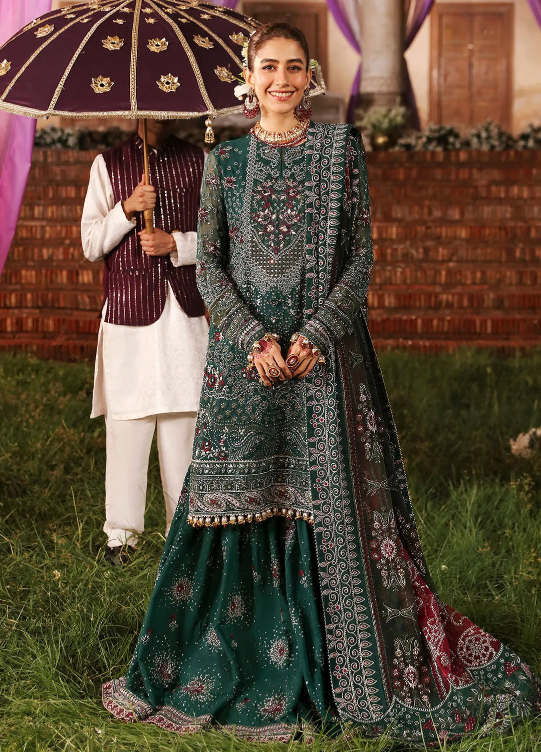 Jhoomro By Nureh Embroidered Chiffon Suit Unstitched 4 Piece NU24J NL-68 Shadmani - Formal Collection