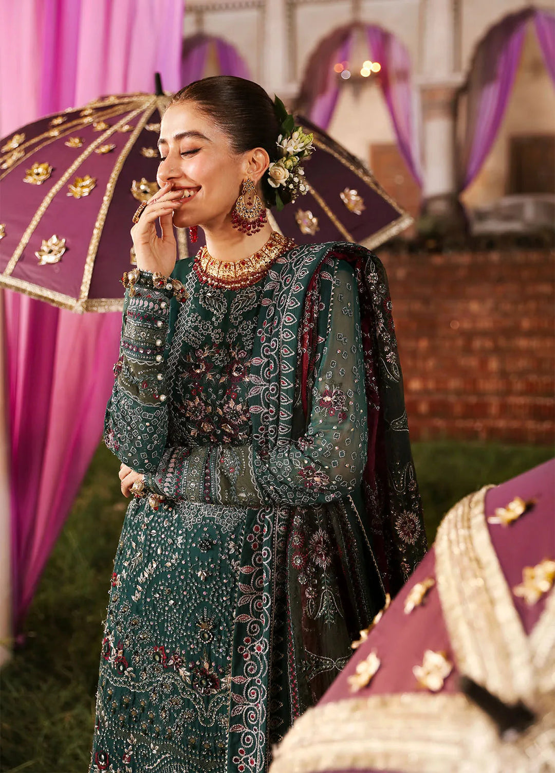 Jhoomro By Nureh Embroidered Chiffon Suit Unstitched 4 Piece NU24J NL-68 Shadmani - Formal Collection