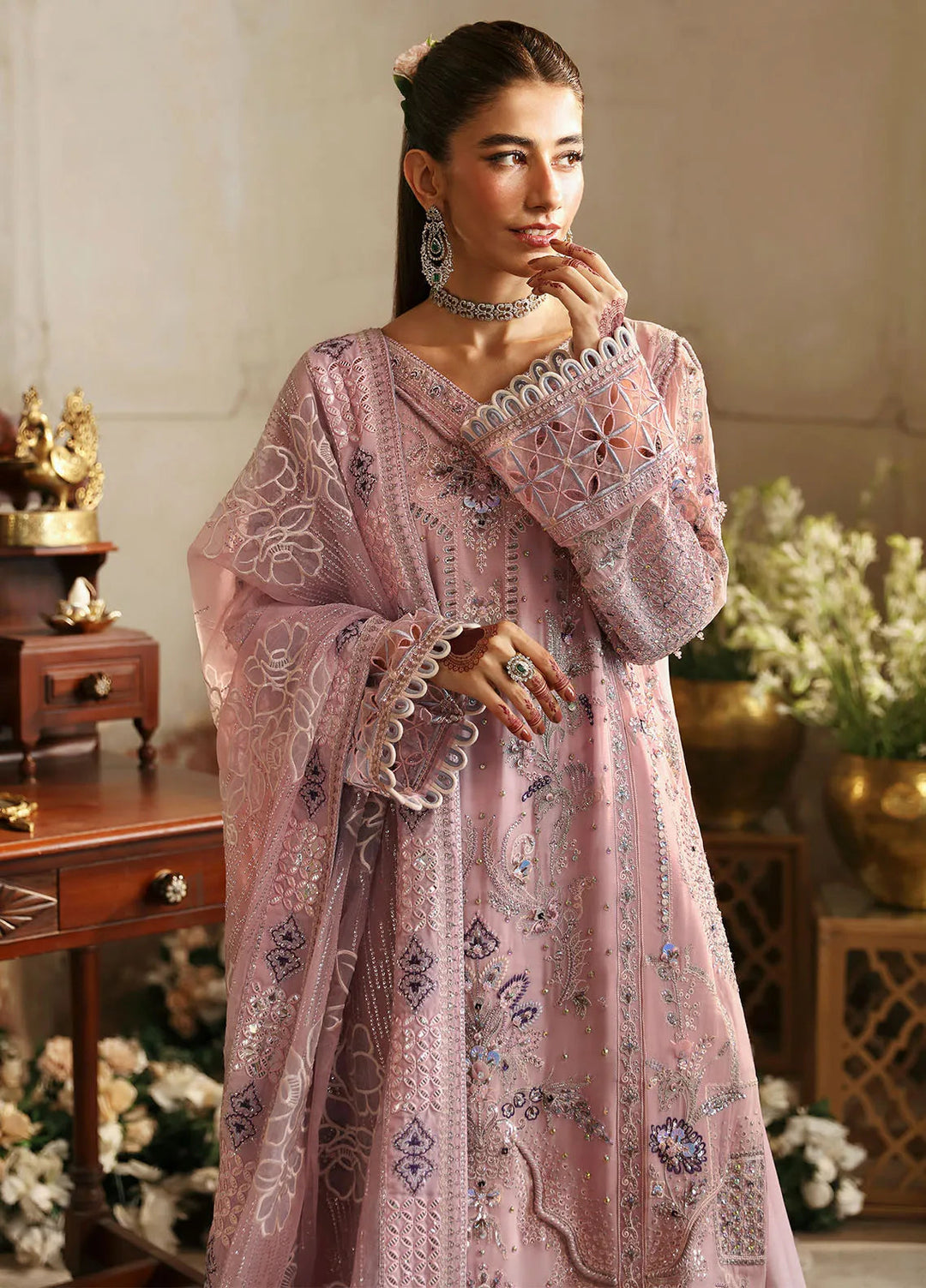 Jhoomro By Nureh Embroidered Chiffon Suit Unstitched 4 Piece NU24J NL-69 Rania - Formal Collection