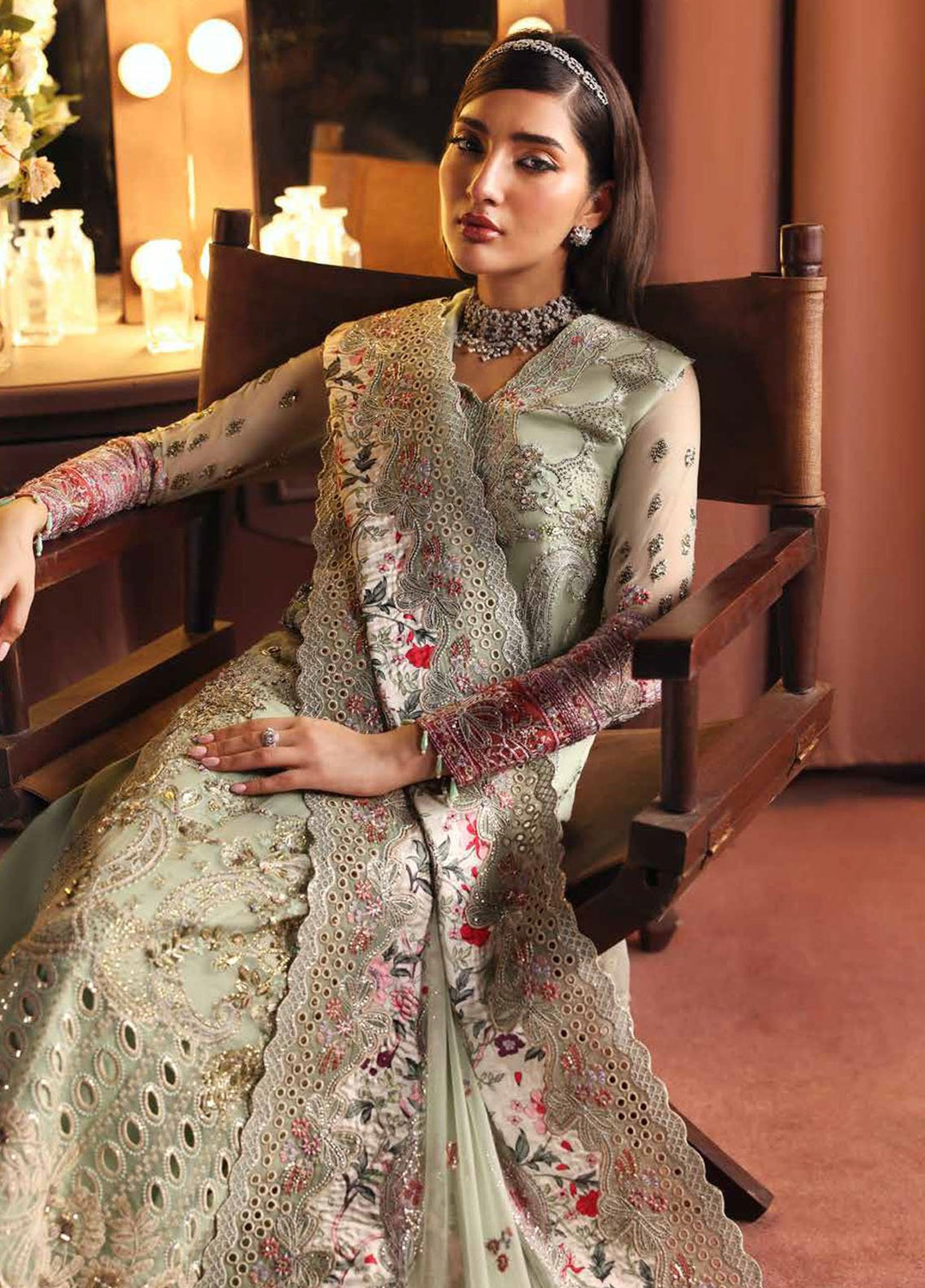 Jhoomro by Nureh Embroidered Chiffon Suits Unstitched 4 Piece NU25JF NL-86 - Formals Collection