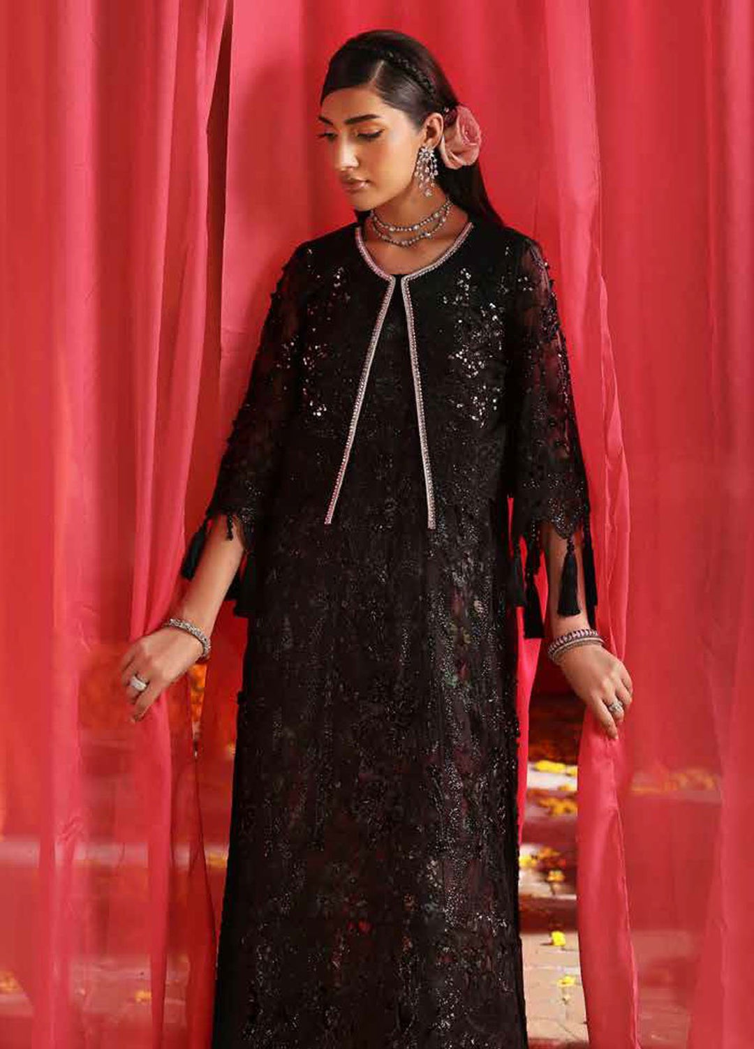 Jhoomro by Nureh Embroidered Net Suits Unstitched 4 Piece NU25JF NL-87 B - Formals Collection