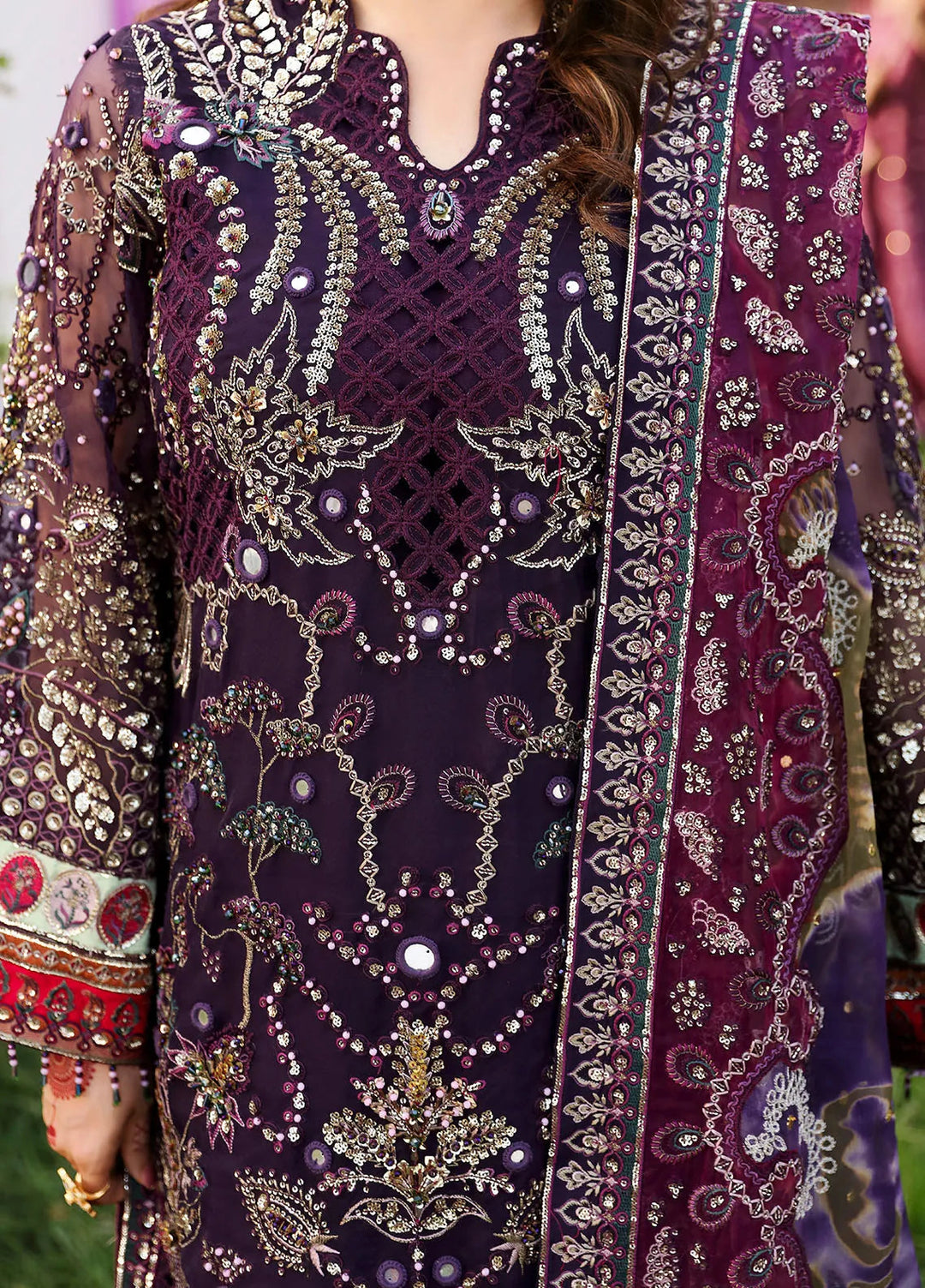 Jhoomro By Nureh Embroidered Organza Suit Unstitched 4 Piece NU24J NL-70 Jahan - Formal Collection