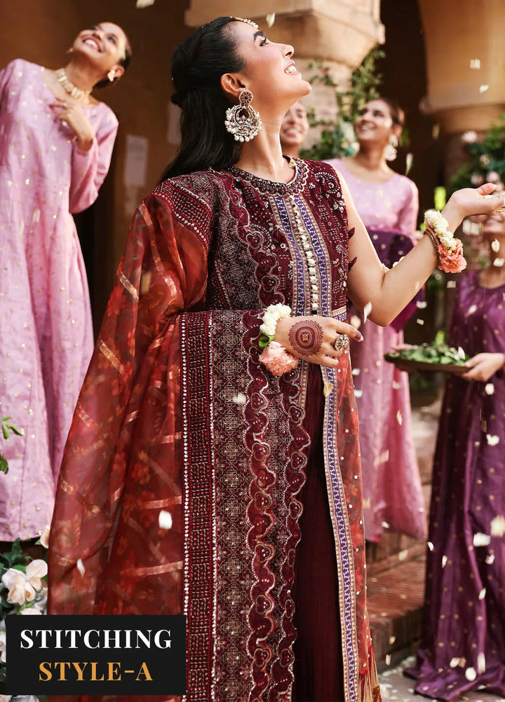Jhoomro By Nureh Embroidered Organza Suit Unstitched 4 Piece NU24J NL-71 Gehna - Formal Collection