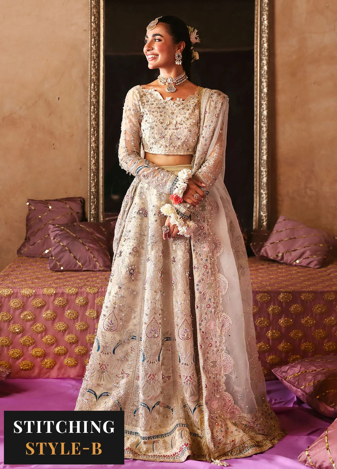 Jhoomro By Nureh Embroidered Organza Suit Unstitched 4 Piece NU24J NL-72 Chandni - Formal Collection