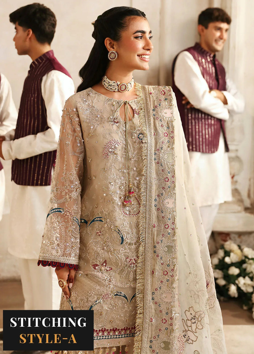 Jhoomro By Nureh Embroidered Organza Suit Unstitched 4 Piece NU24J NL-72 Chandni - Formal Collection