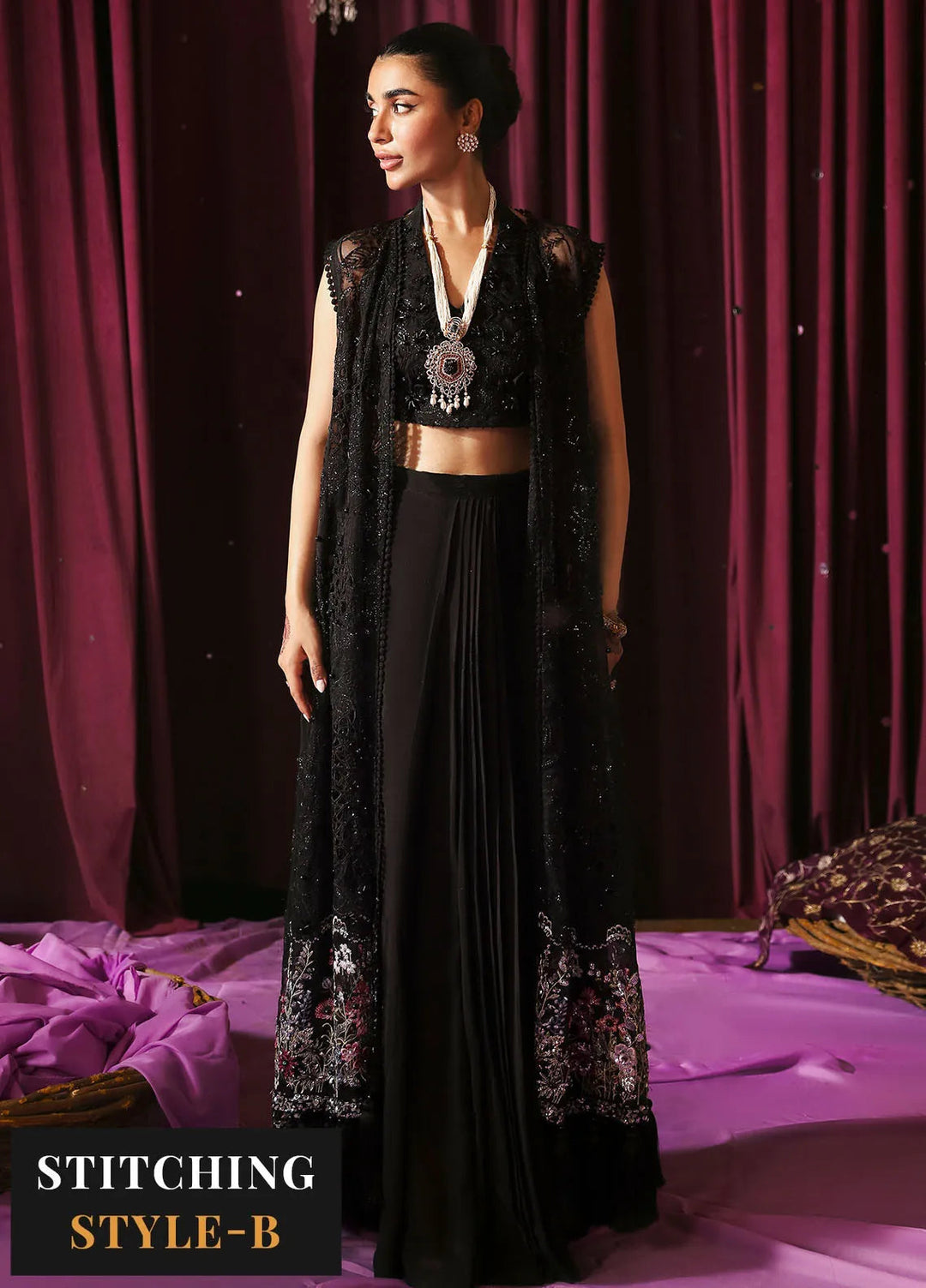 Jhoomro By Nureh Embroidered Organza Suit Unstitched 4 Piece NU24J NL-73 Maya - Formal Collection