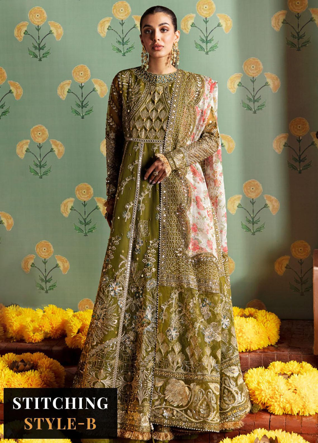 Jhoomro By Nureh Embroidered Organza Suits Unstitched 4 Piece NU23JH NL-50 Nura - Luxury Formal Collection