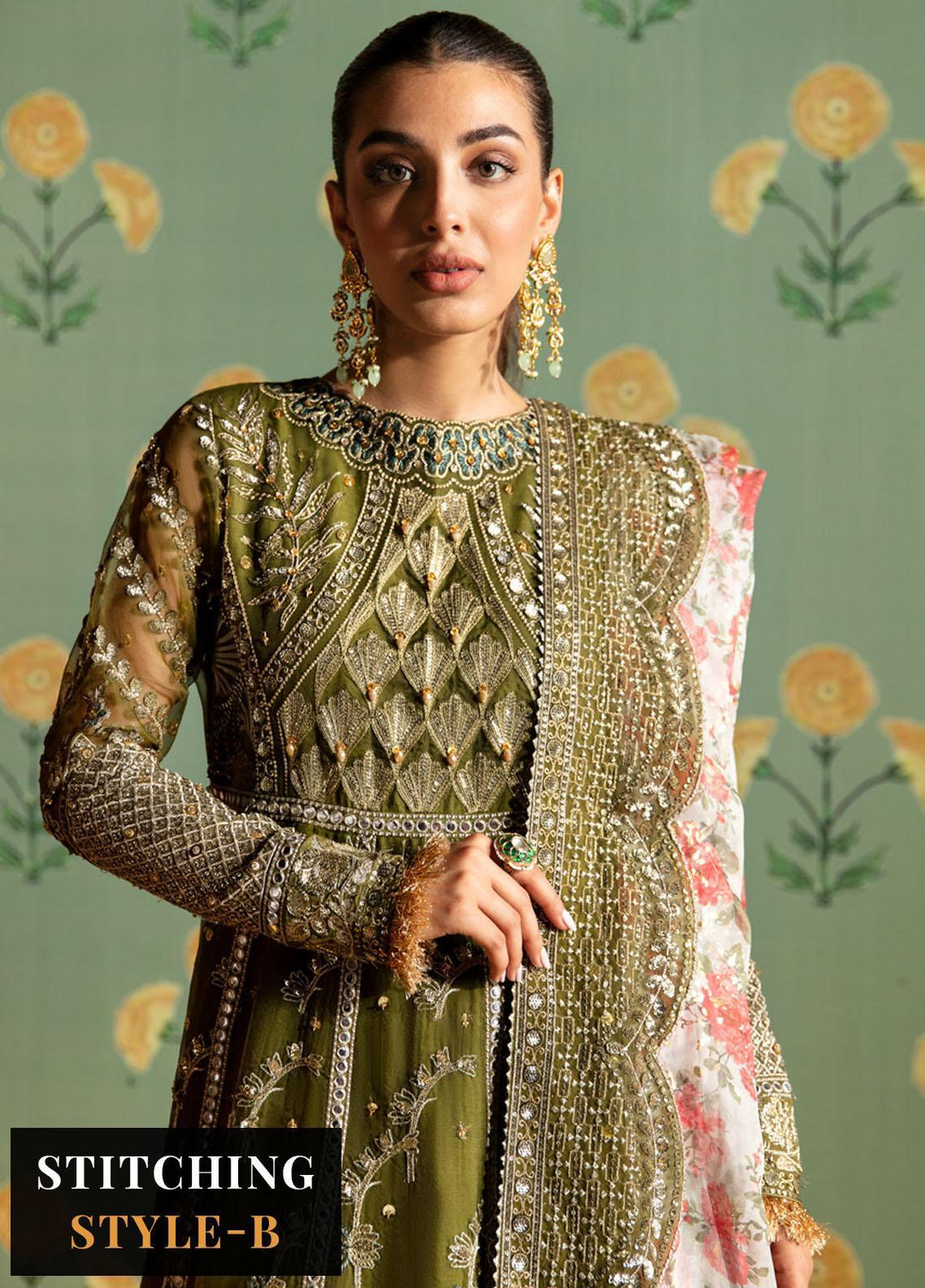 Jhoomro By Nureh Embroidered Organza Suits Unstitched 4 Piece NU23JH NL-50 Nura - Luxury Formal Collection