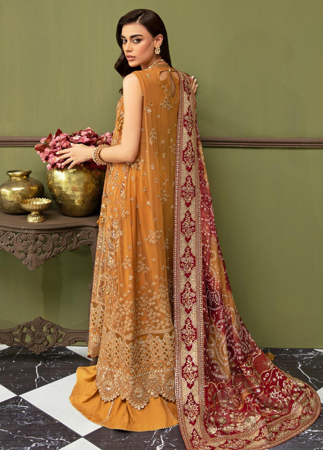 Jhoomro By Nureh Embroidered Chiffon Suits Unstitched 4 Piece NU23JH NL-52 Zawiya - Luxury Formal Collection