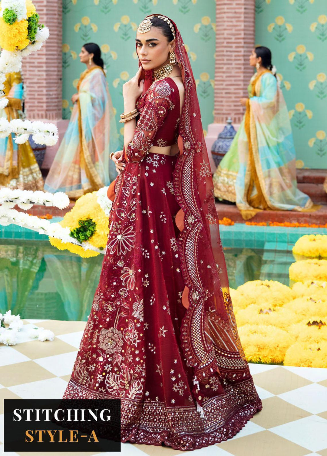 Jhoomro By Nureh Embroidered Organza Suits Unstitched 4 Piece NU23JH NL-53 Mahro - Luxury Formal Collection