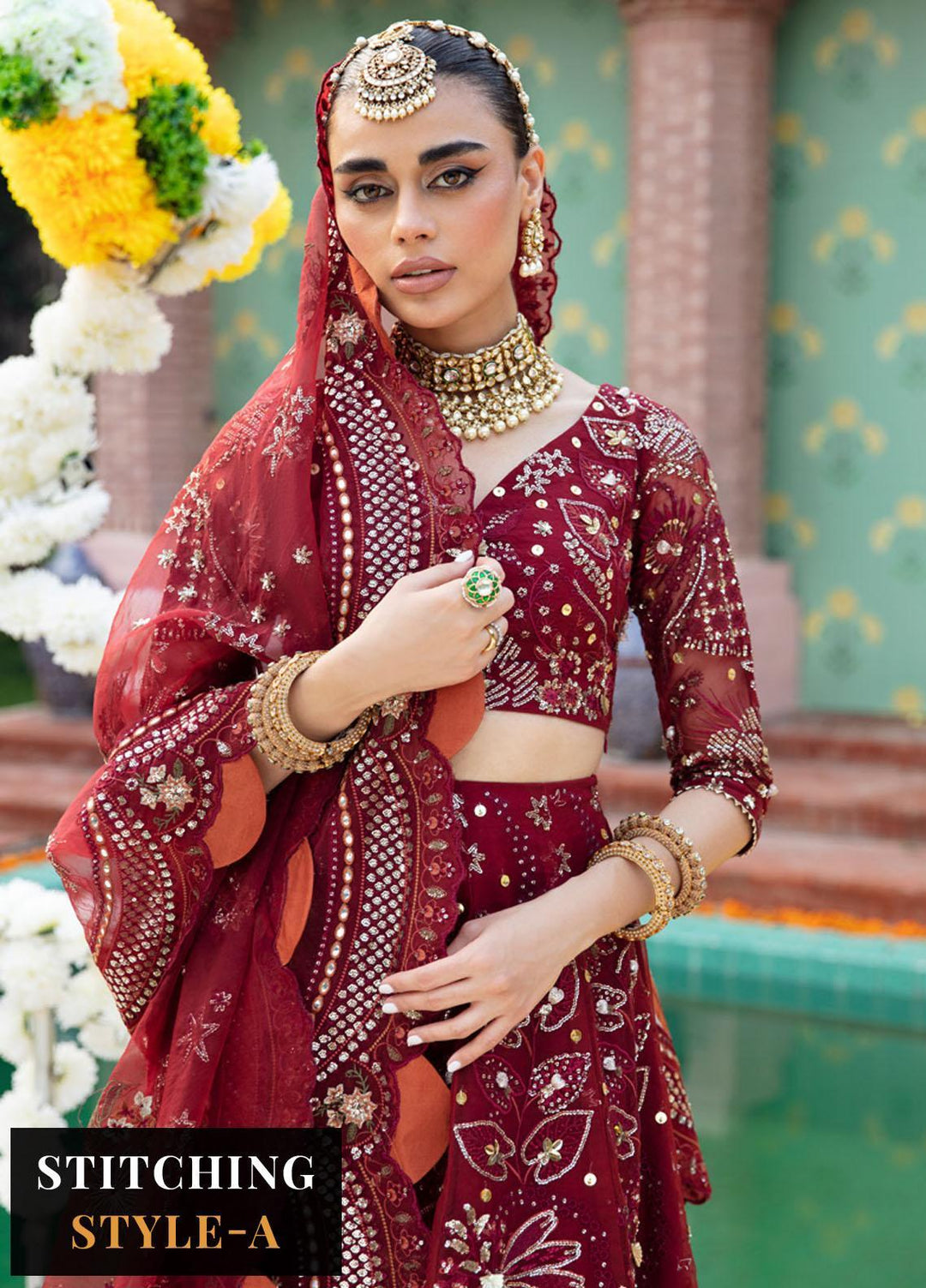 Jhoomro By Nureh Embroidered Organza Suits Unstitched 4 Piece NU23JH NL-53 Mahro - Luxury Formal Collection