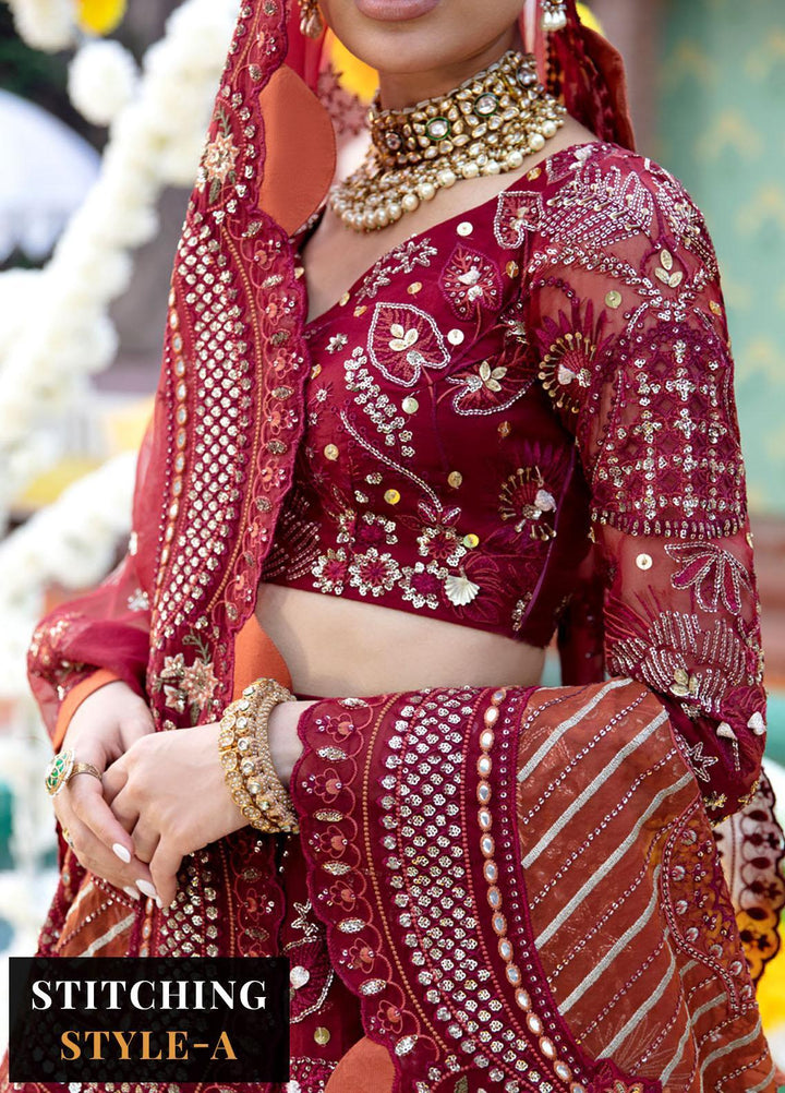 Jhoomro By Nureh Embroidered Organza Suits Unstitched 4 Piece NU23JH NL-53 Mahro - Luxury Formal Collection