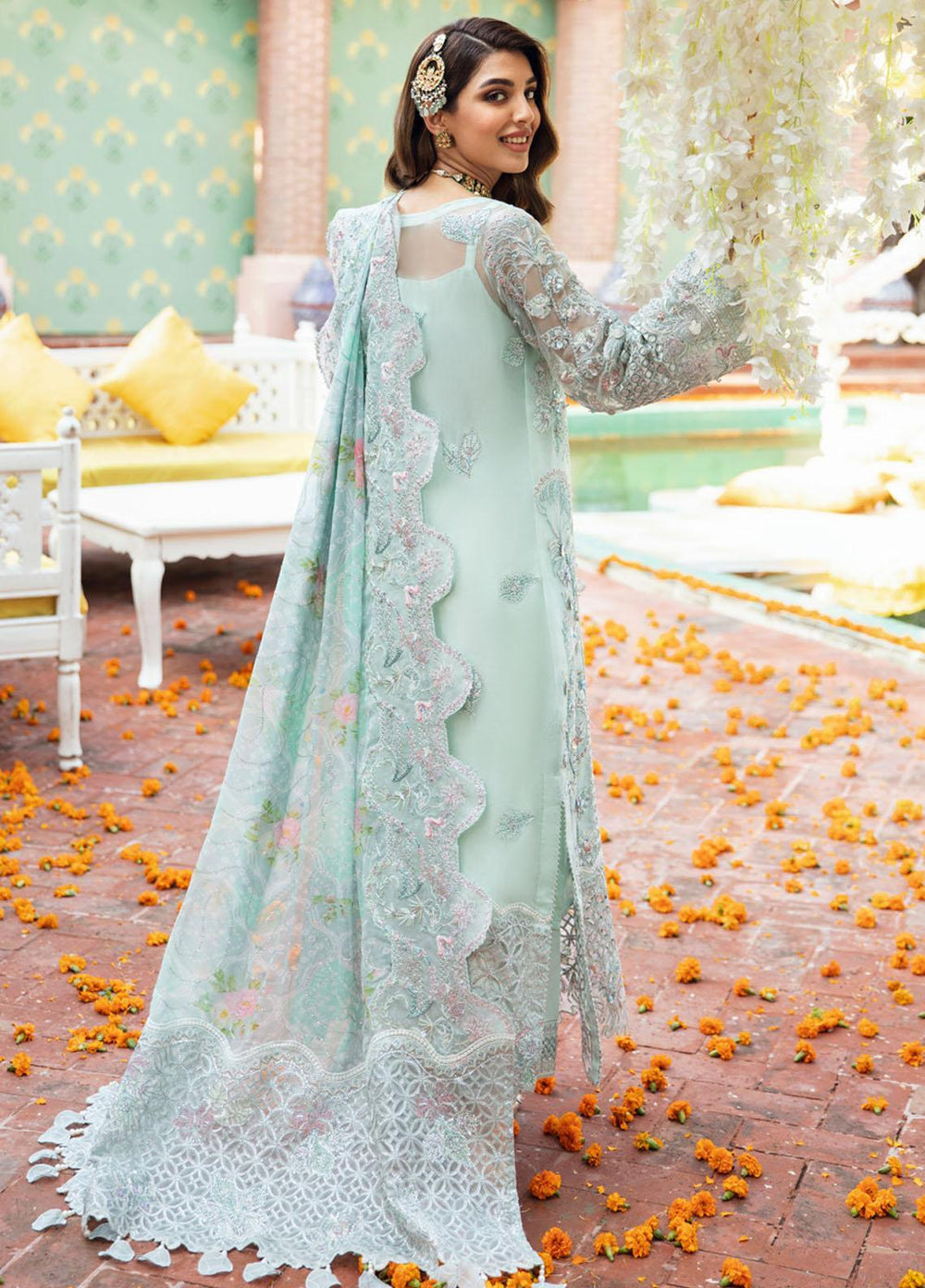 Jhoomro By Nureh Embroidered Organza Suits Unstitched 4 Piece NU23JH NL-55 Reena - Luxury Formal Collection