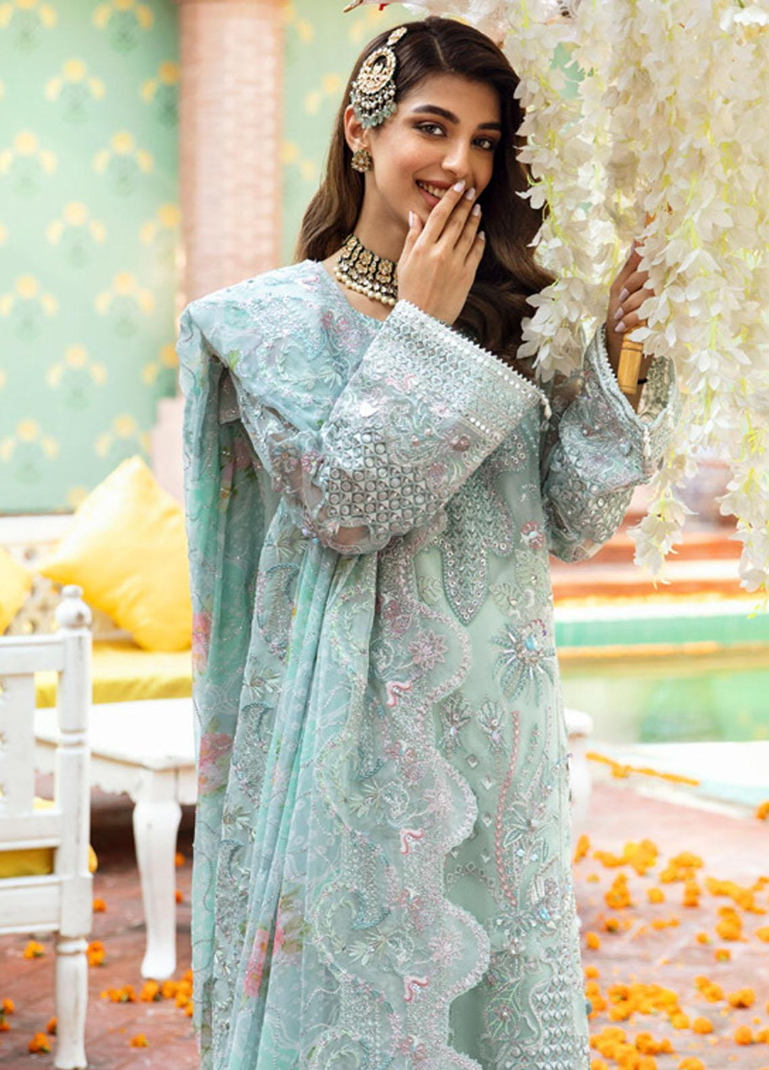 Jhoomro By Nureh Embroidered Organza Suits Unstitched 4 Piece NU23JH NL-55 Reena - Luxury Formal Collection