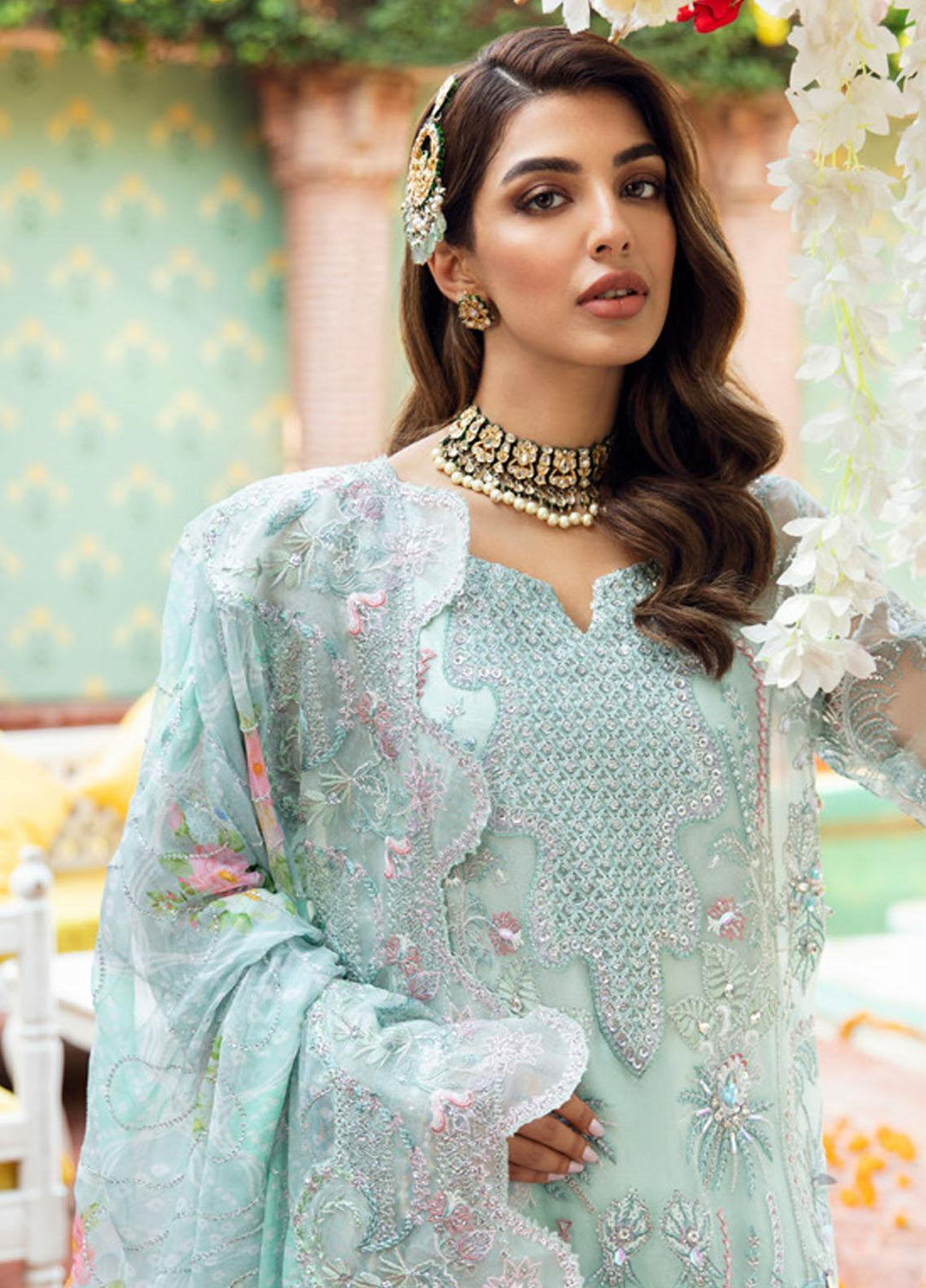 Jhoomro By Nureh Embroidered Organza Suits Unstitched 4 Piece NU23JH NL-55 Reena - Luxury Formal Collection