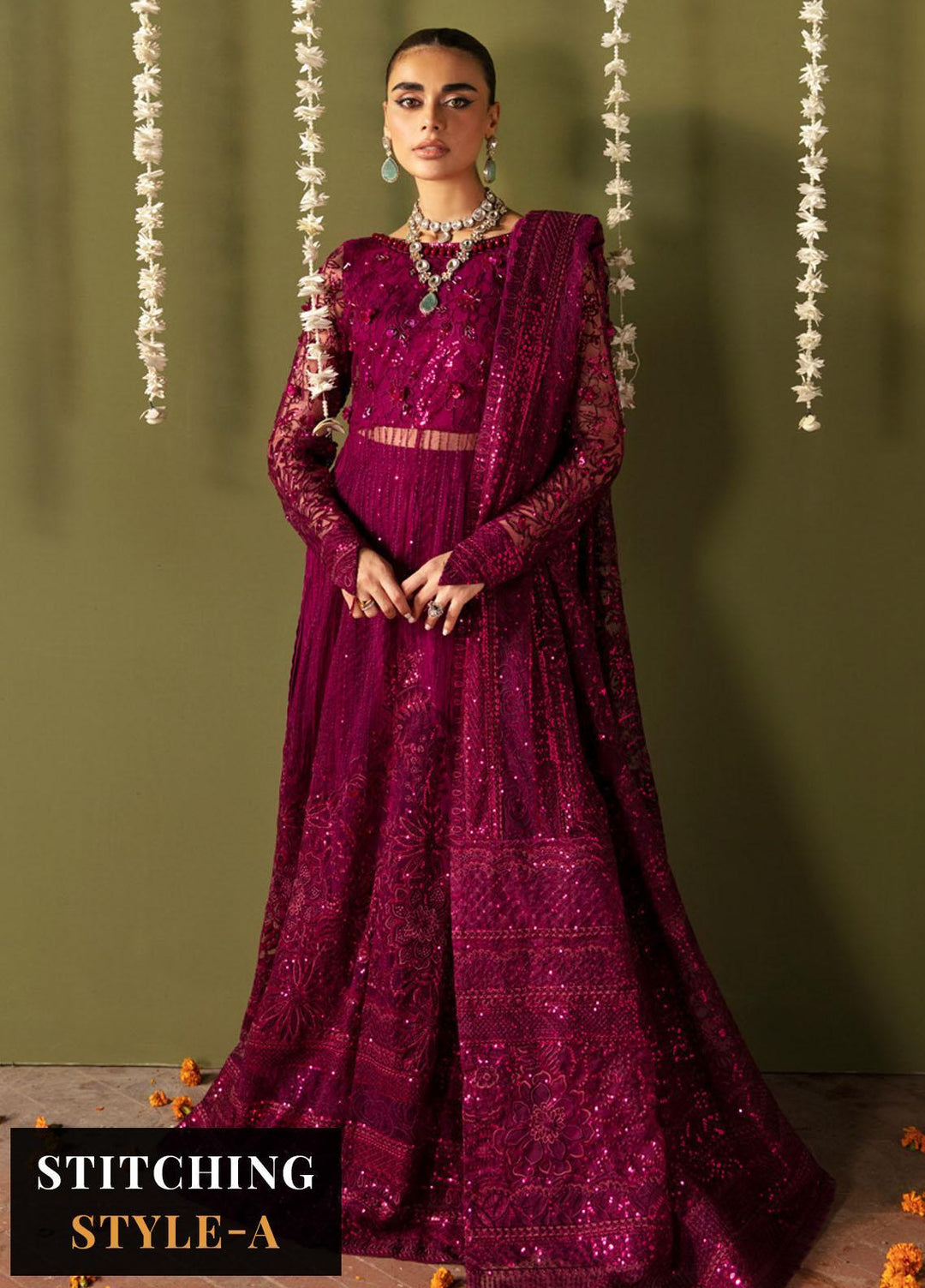 Jhoomro By Nureh Embroidered Net Suits Unstitched 4 Piece NU23JH NL-56 Anari - Luxury Formal Collection