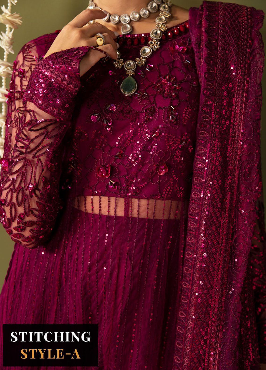 Jhoomro By Nureh Embroidered Net Suits Unstitched 4 Piece NU23JH NL-56 Anari - Luxury Formal Collection