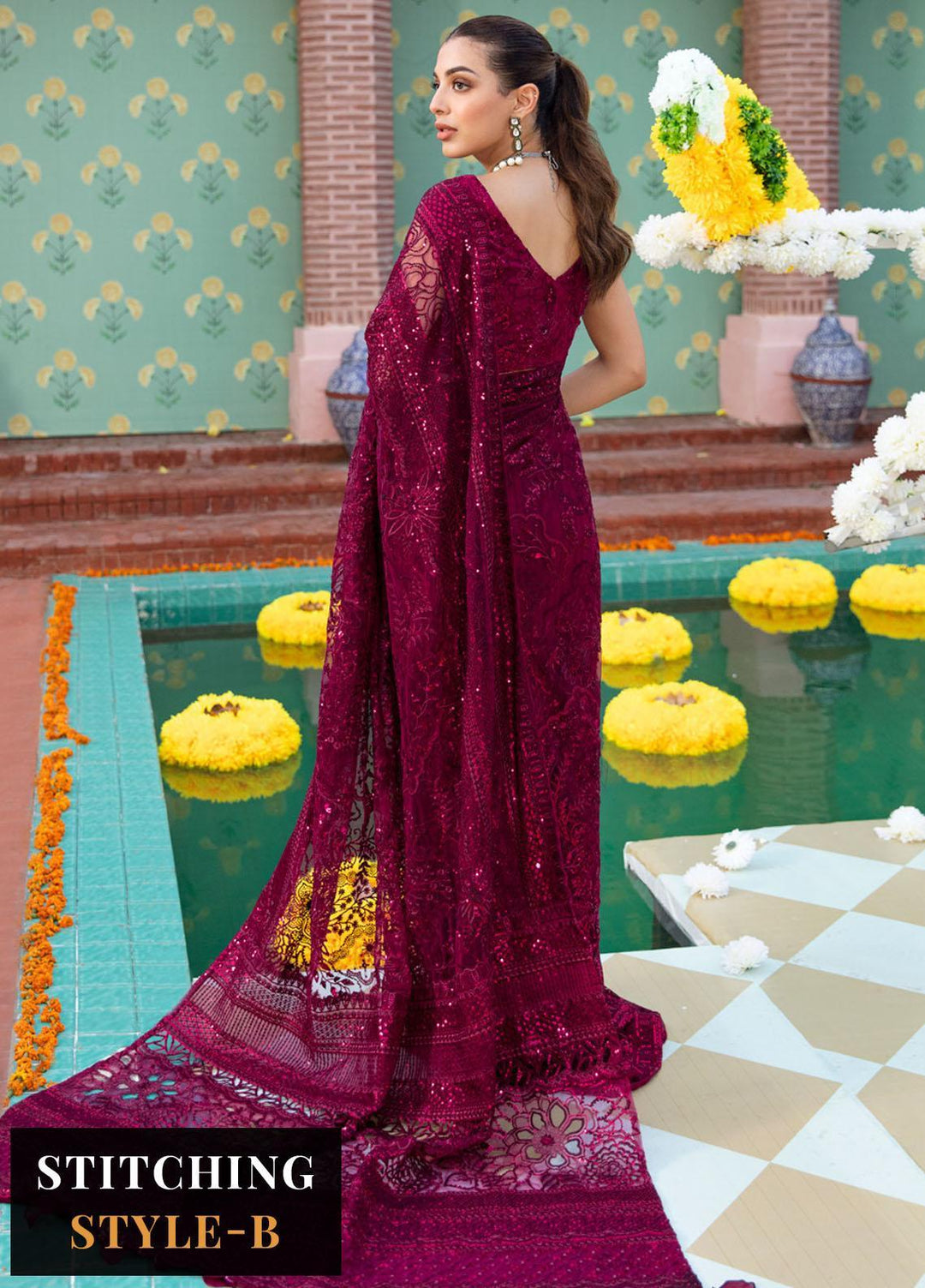 Jhoomro By Nureh Embroidered Net Suits Unstitched 4 Piece NU23JH NL-56 Anari - Luxury Formal Collection