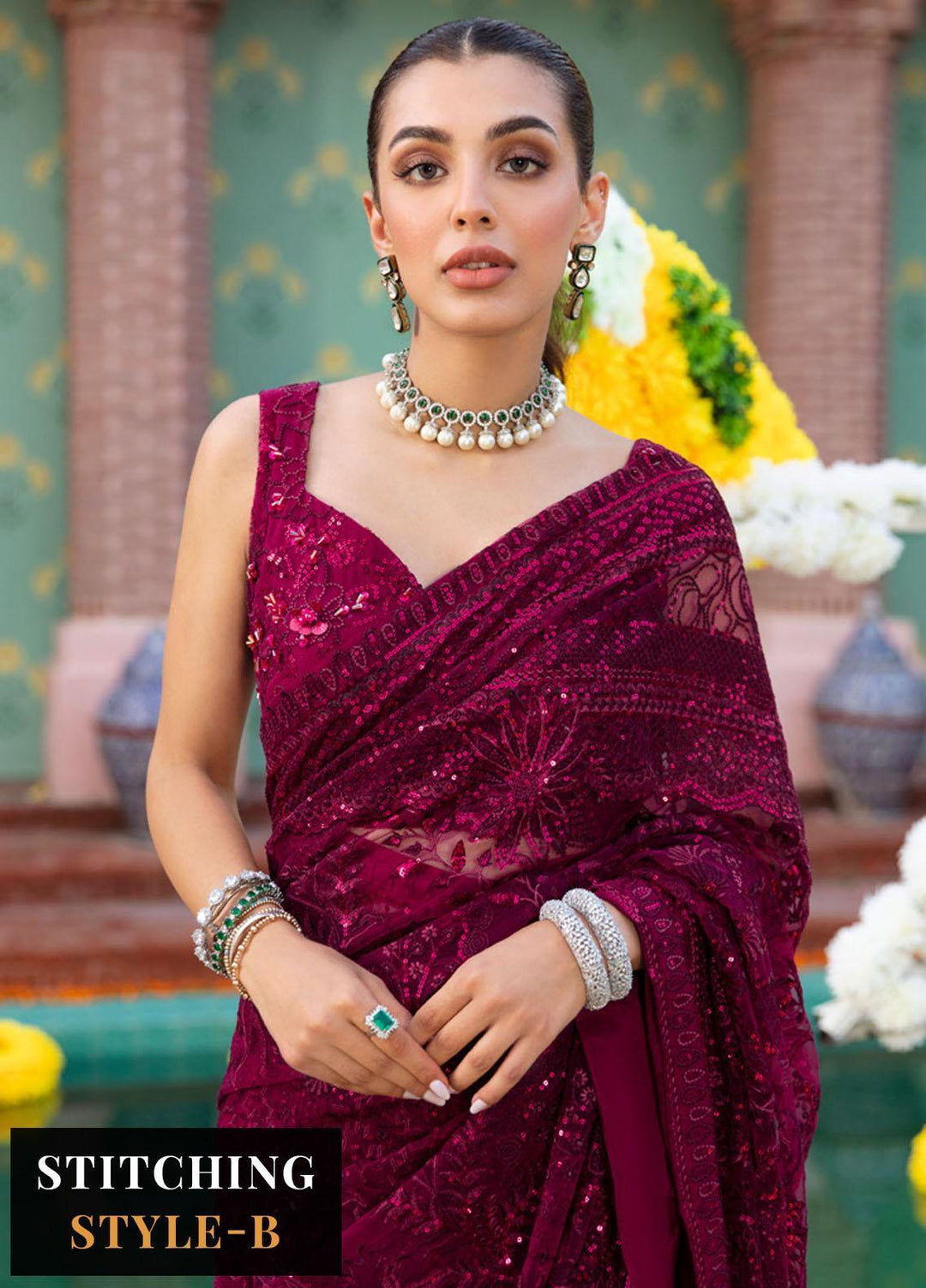 Jhoomro By Nureh Embroidered Net Suits Unstitched 4 Piece NU23JH NL-56 Anari - Luxury Formal Collection