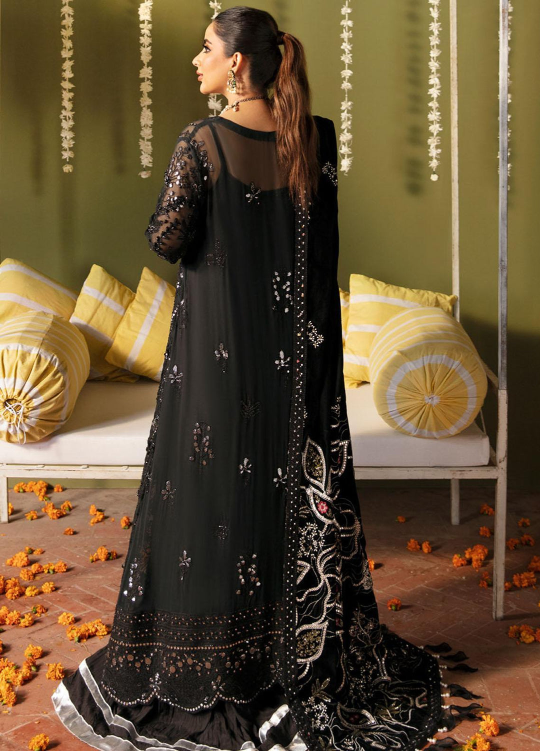 Jhoomro By Nureh Embroidered Chiffon Suits Unstitched 4 Piece NU23JH NL-57 Libas-E-Khas - Luxury Formal Collection