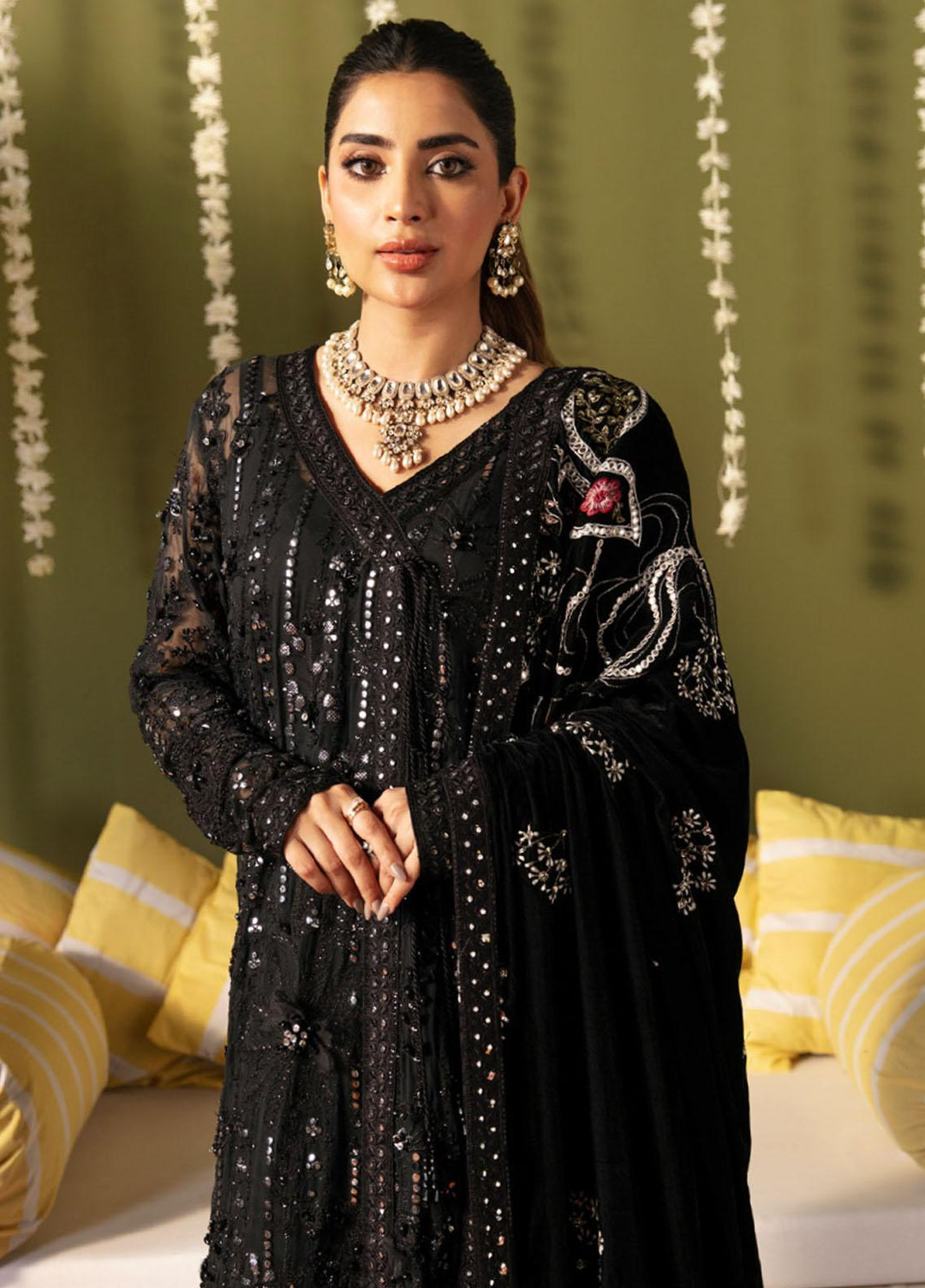 Jhoomro By Nureh Embroidered Chiffon Suits Unstitched 4 Piece NU23JH NL-57 Libas-E-Khas - Luxury Formal Collection