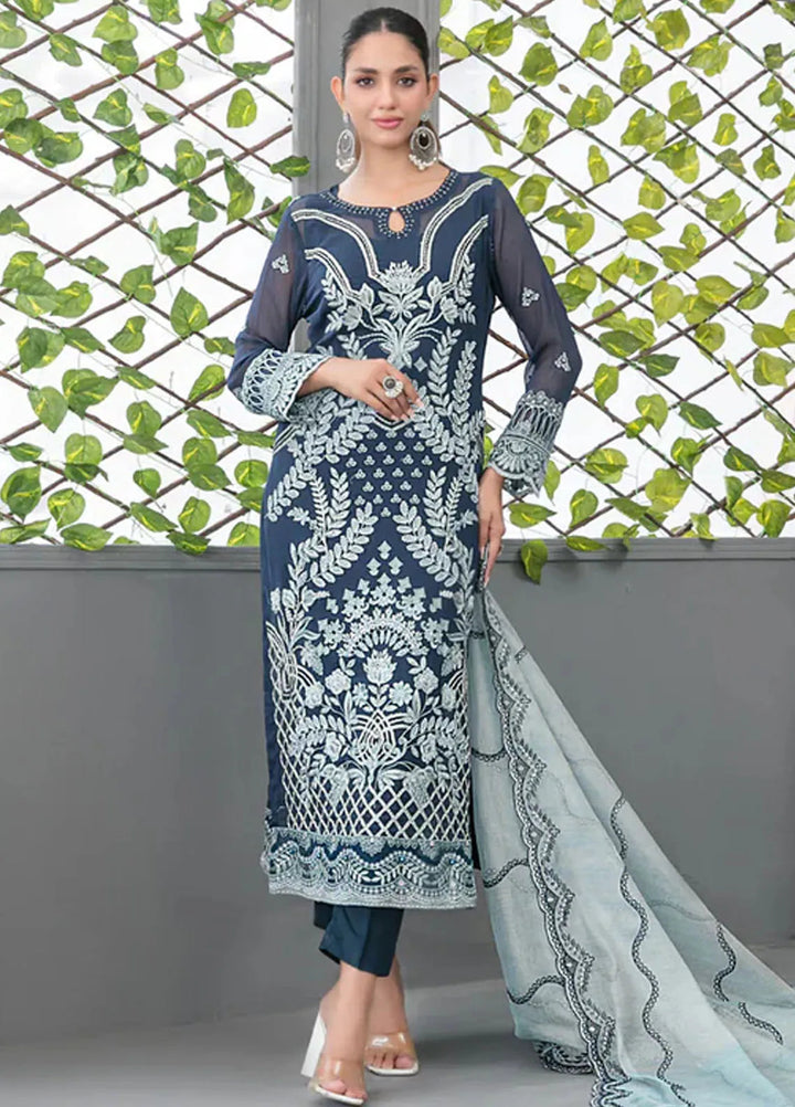Jiah By Tawakkal Fabrics Embroidered Chiffon Suit Unstitched 3 Piece RA24J D-3745 - Festive Collection