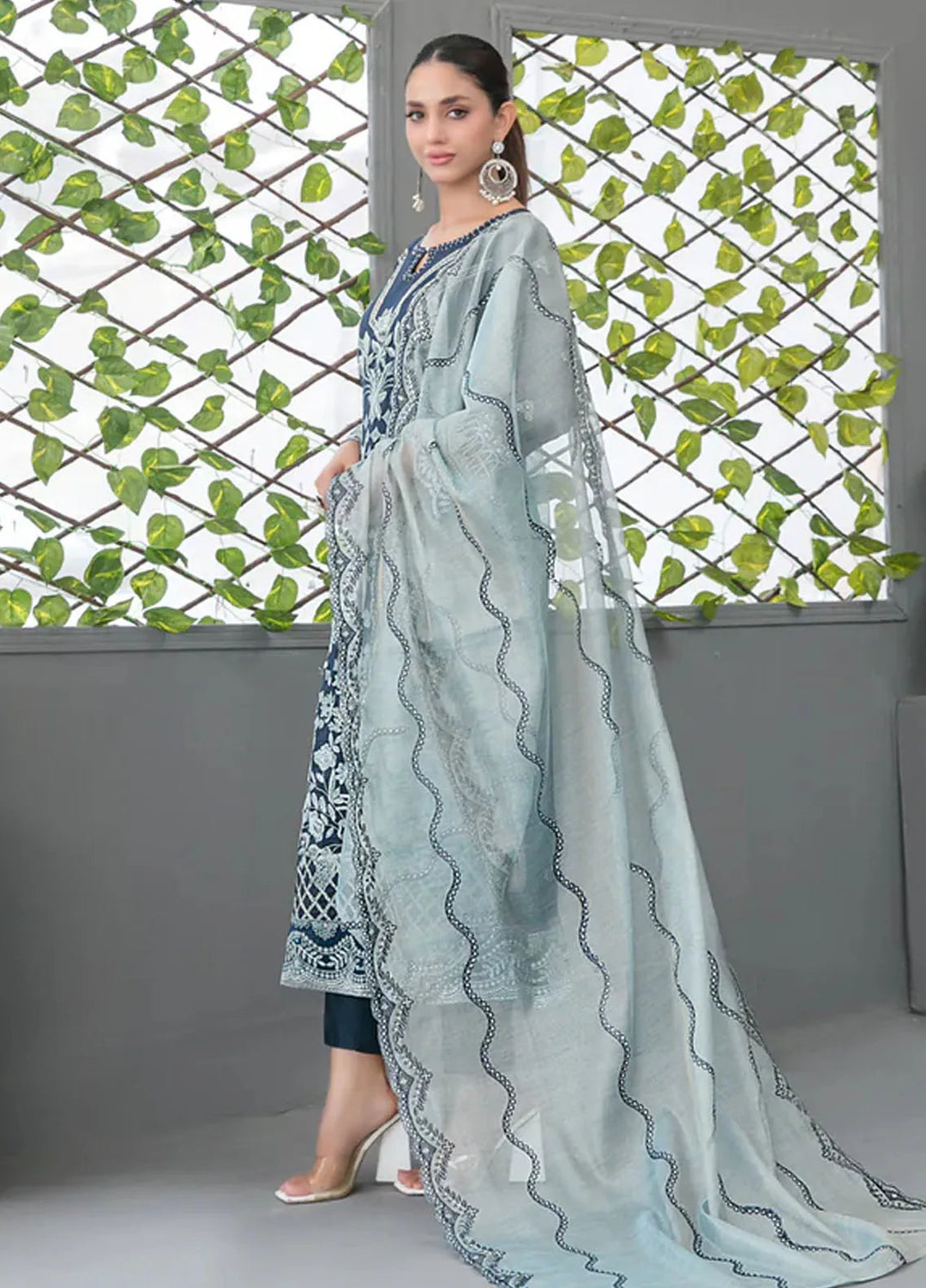 Jiah By Tawakkal Fabrics Embroidered Chiffon Suit Unstitched 3 Piece RA24J D-3745 - Festive Collection