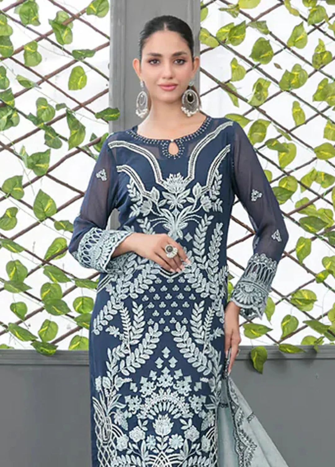 Jiah By Tawakkal Fabrics Embroidered Chiffon Suit Unstitched 3 Piece RA24J D-3745 - Festive Collection