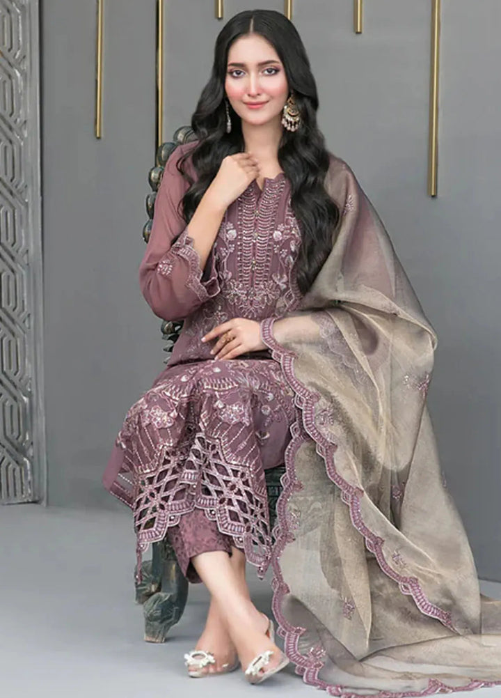 Jiah By Tawakkal Fabrics Embroidered Chiffon Suit Unstitched 3 Piece RA24J D-3747 - Festive Collection