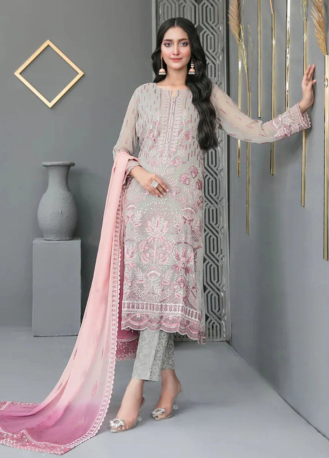 Jiah By Tawakkal Fabrics Embroidered Chiffon Suit Unstitched 3 Piece RA24J D-3748 - Festive Collection
