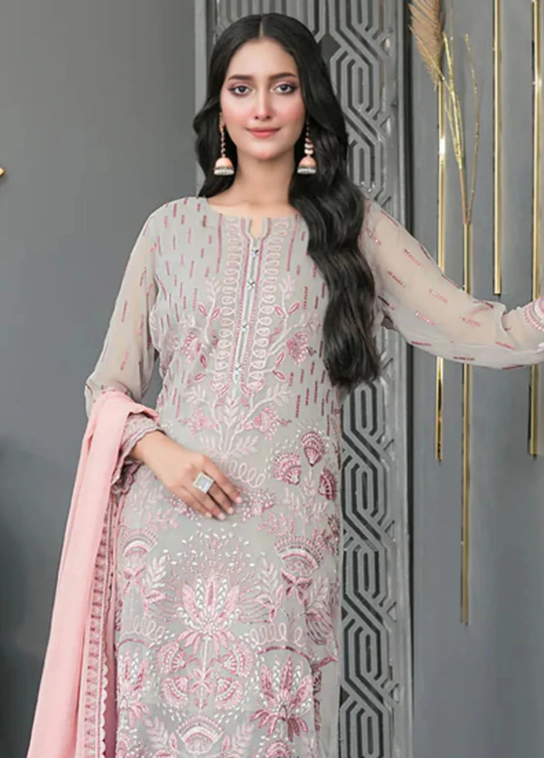 Jiah By Tawakkal Fabrics Embroidered Chiffon Suit Unstitched 3 Piece RA24J D-3748 - Festive Collection