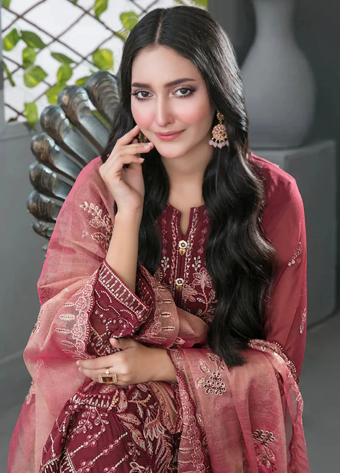Jiah By Tawakkal Fabrics Embroidered Chiffon Suit Unstitched 3 Piece RA24J D-3749 - Festive Collection